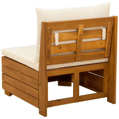 Tuin Midden Sofa Massief Acaciahout Bruin Crèmewit