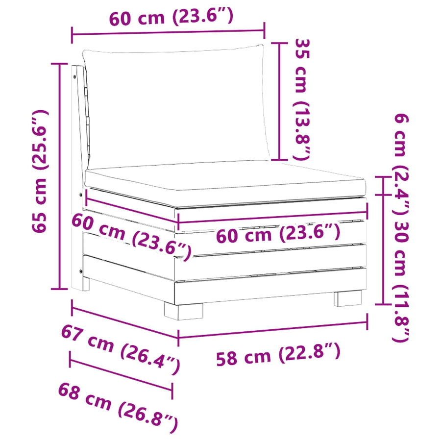 Tuin Midden Sofa Massief Acaciahout Bruin Crèmewit