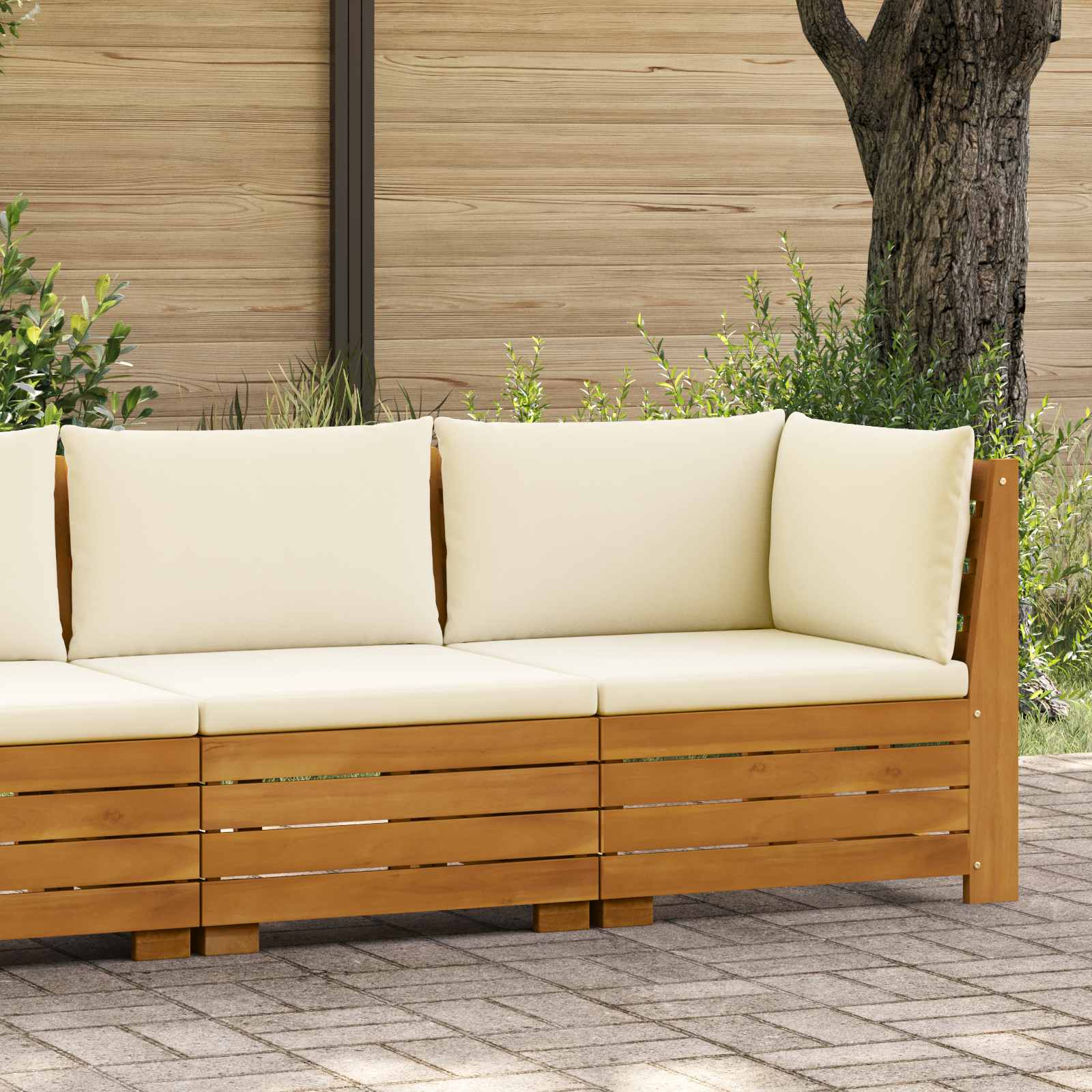 Tuin loungeset met kussen 2 Stuk Bruin Massief Acaciahout