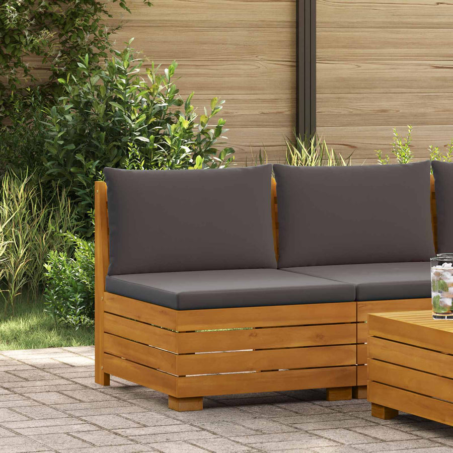 Tuin Midden Sofa Massief Acaciahout Bruin Donkergrijs
