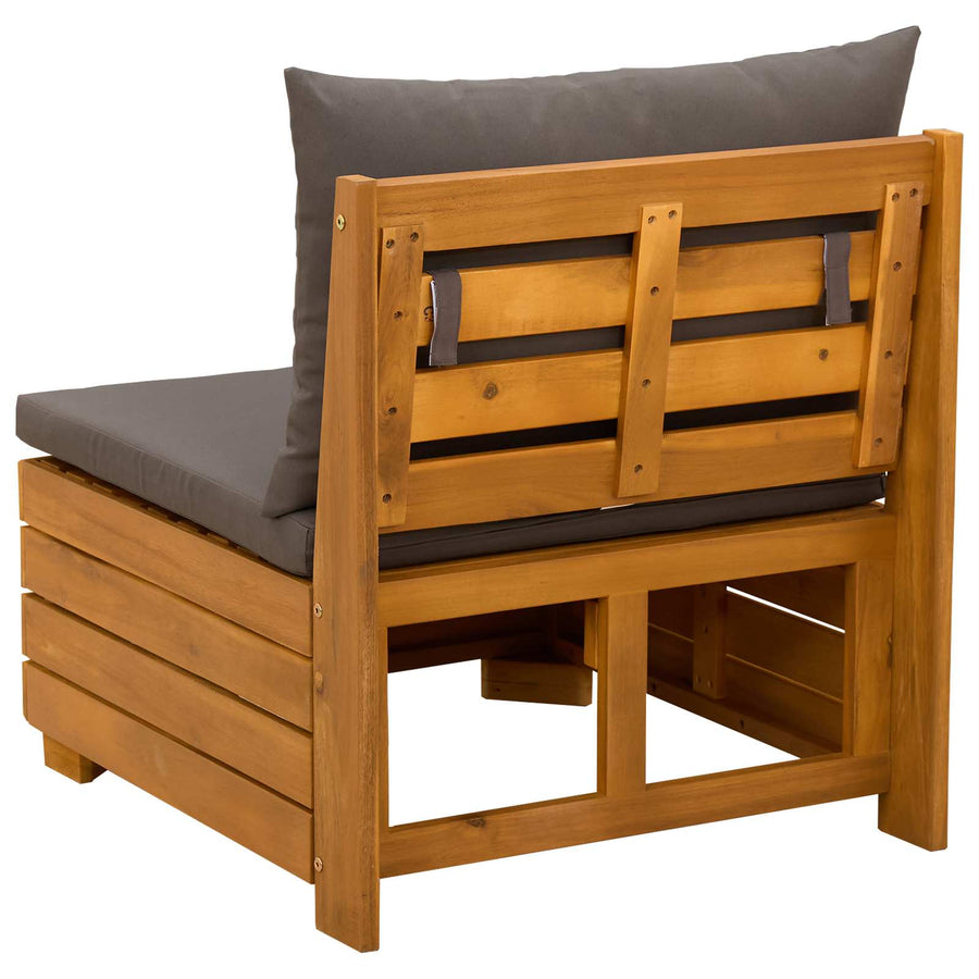 Tuin Midden Sofa Massief Acaciahout Bruin Donkergrijs
