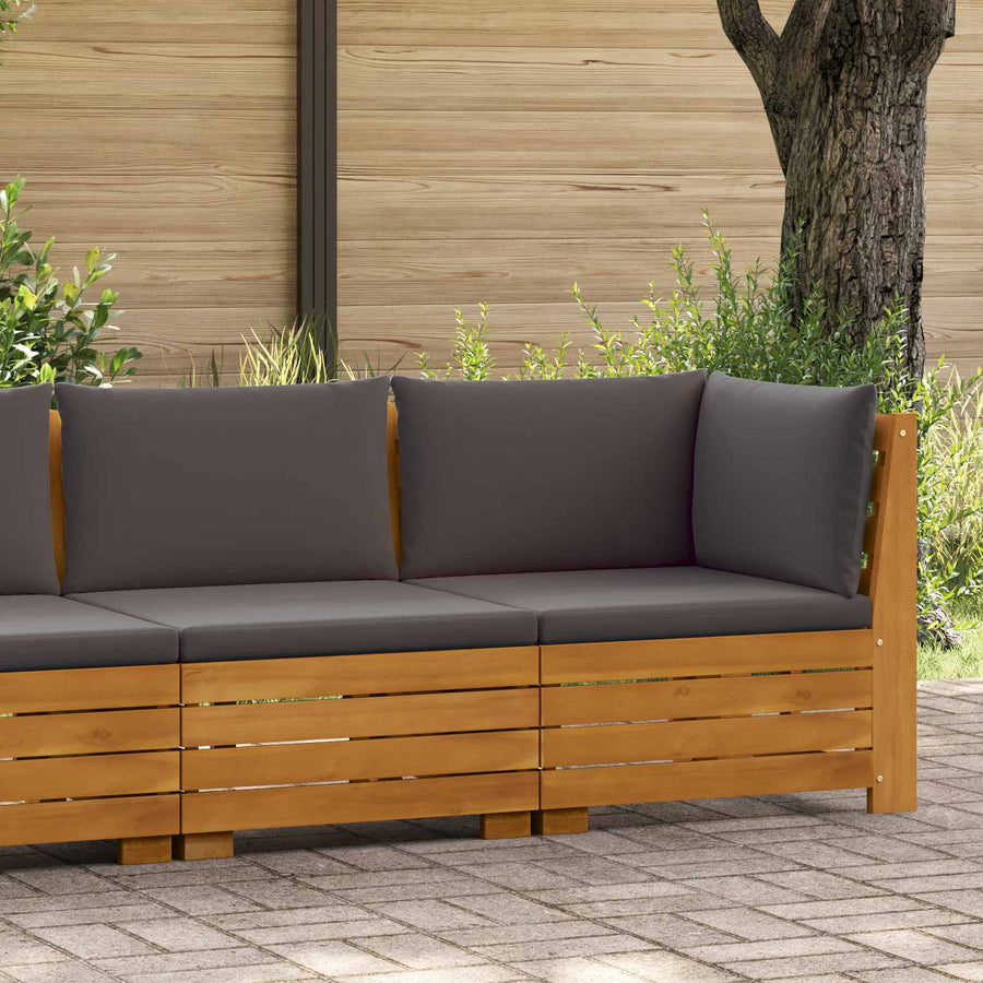 Tuin loungeset met kussen 2 Stuk Bruin Massief Acaciahout