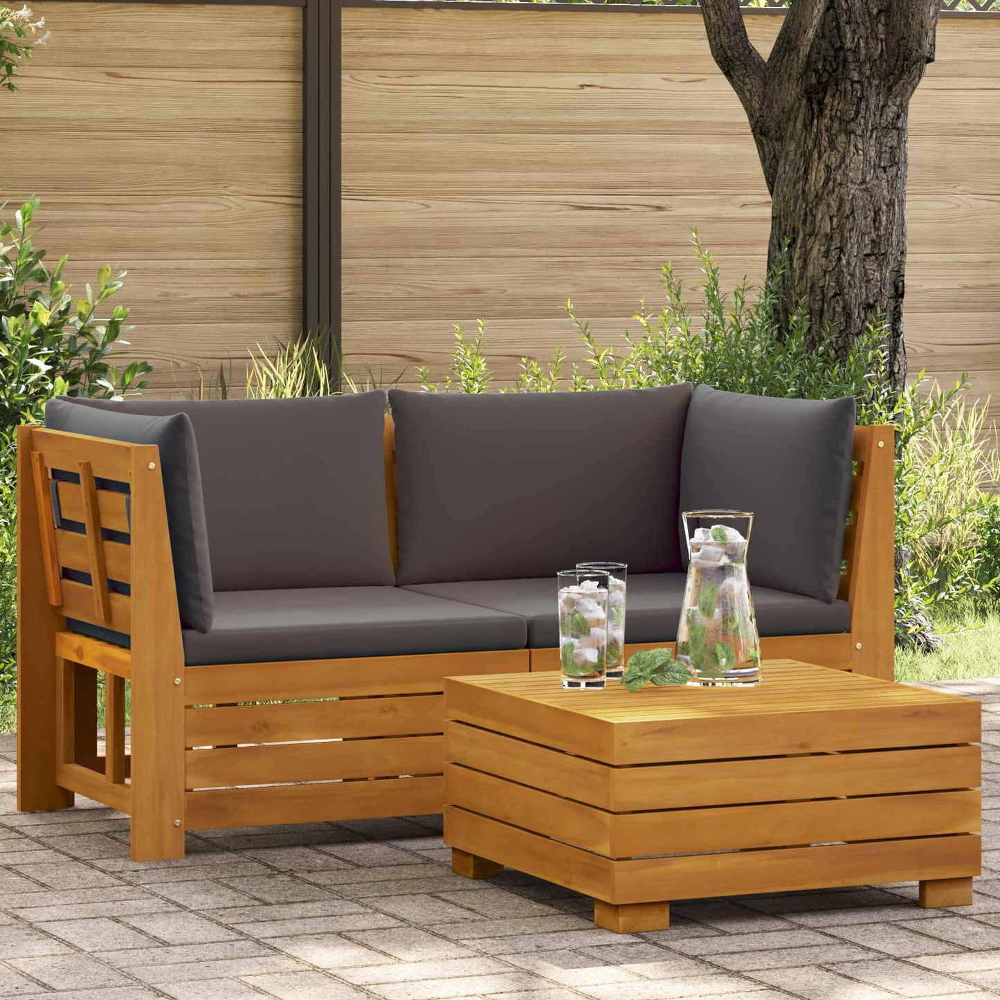 2-delige Tuin loungeset Massief Acaciahout Bruin