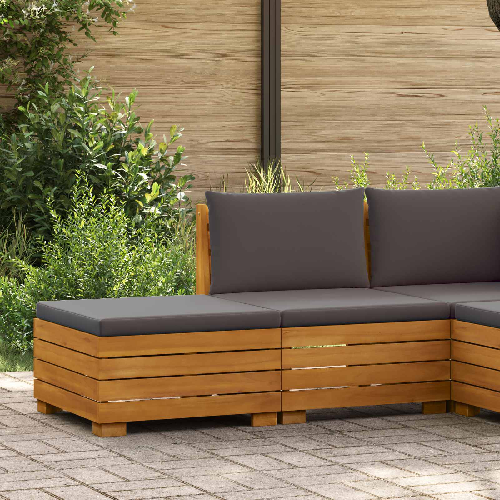 Tuin loungeset met kussen 2 Stuk Bruin Massief Acaciahout