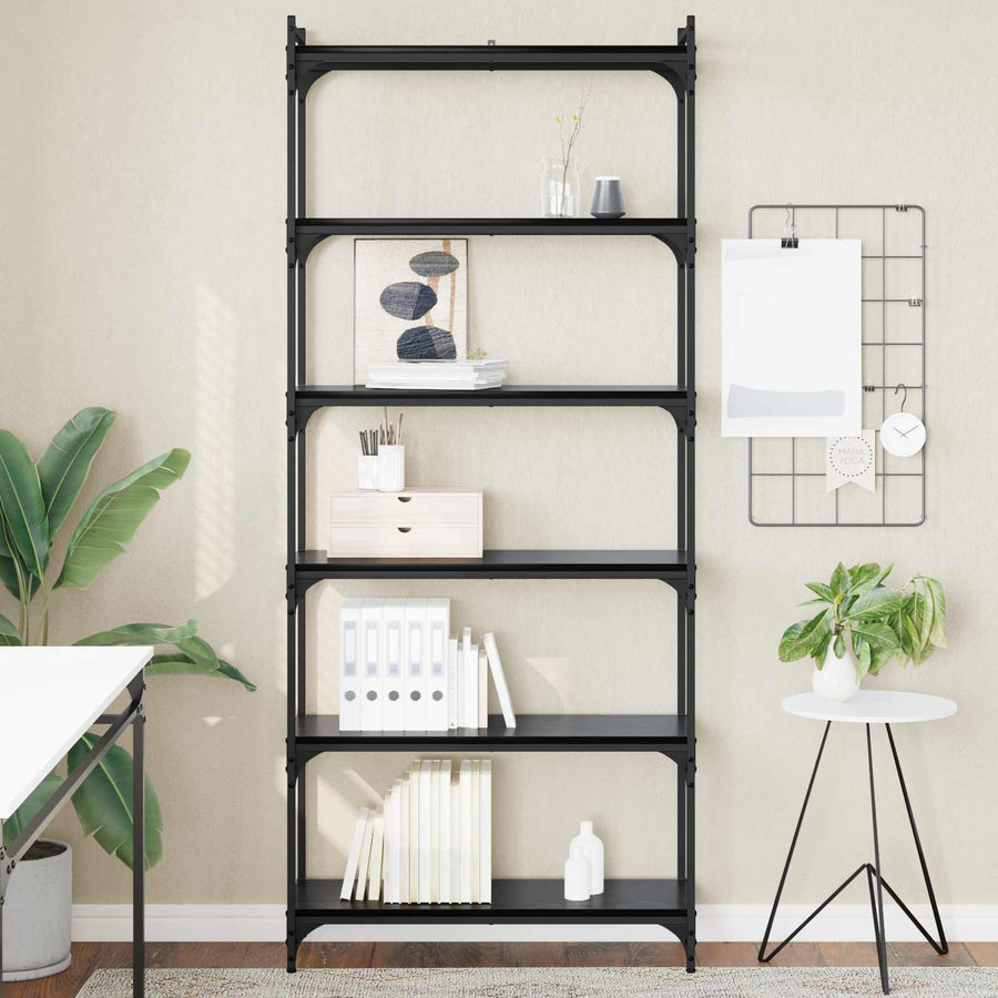 Boekenkast 6-laags 80 x 30 x 188 cm Bewerkt hout Zwart eiken