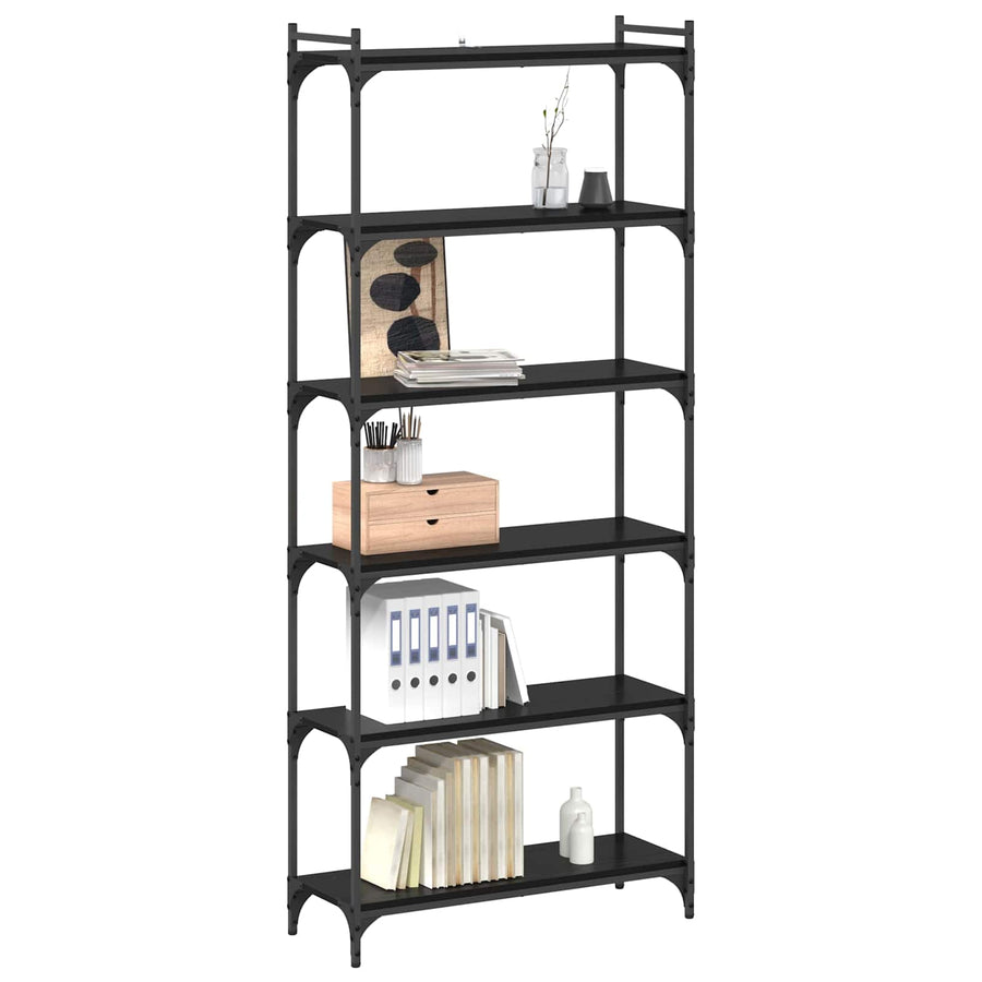 Boekenkast 6-laags 80 x 30 x 188 cm Bewerkt hout Zwart eiken