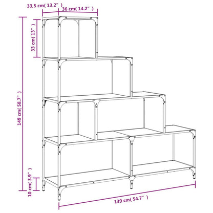 Boekenkast 4-laags 139 x 33,5 x 149 cm Bewerkt hout Zwart eiken