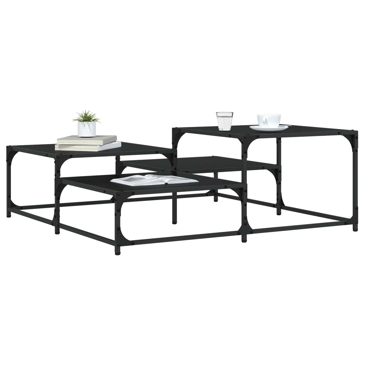 Salontafel Zwart eiken 107 x 107 x 40 cm Bewerkt hout