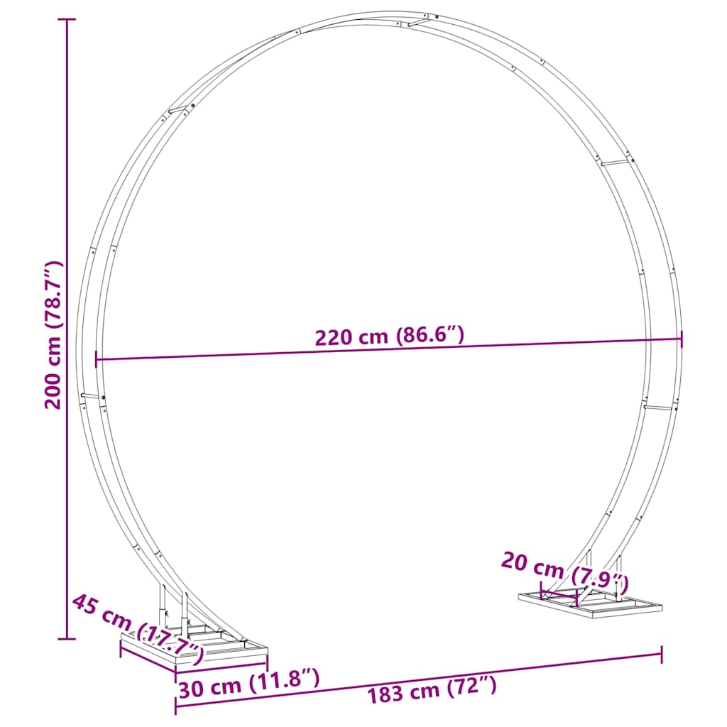 Trouwrand Wit 220 x 45 x 200 cm Staal