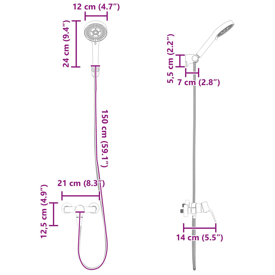 Doucheset G 1 / 2 Inch Koper Chroom met douchekop