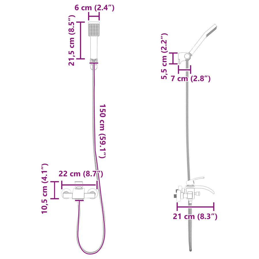 Doucheset G 1 / 2 Inch Zwart met douchekop