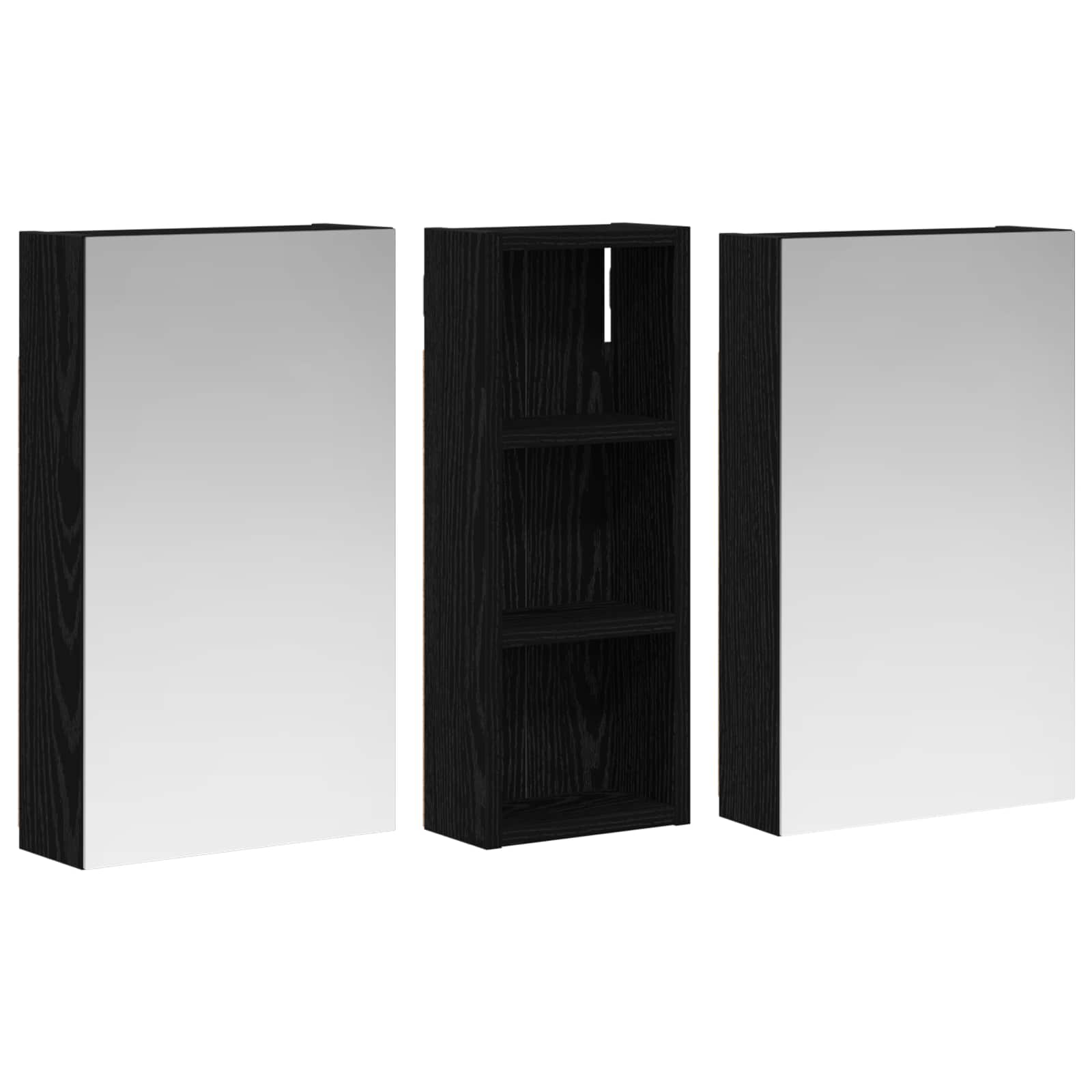 Badkamerkastenset 3 pcs 80 x 10,5 x 50 cm Bewerkt hout