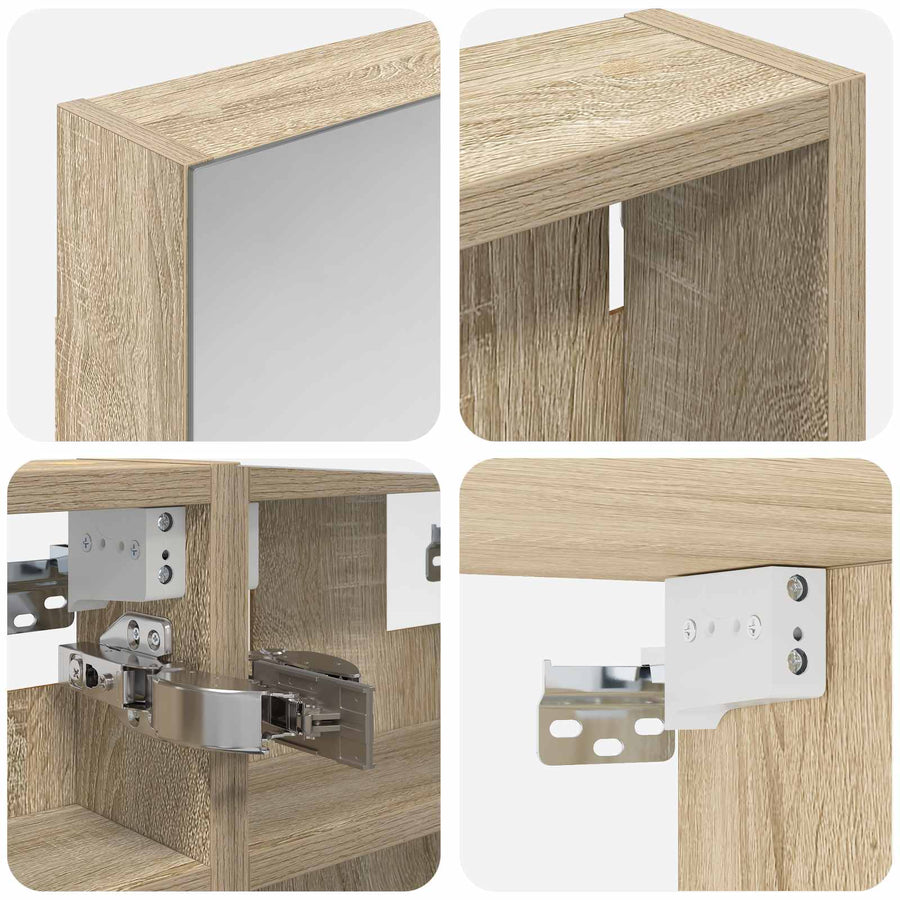 Badkamerkastenset 3 pcs 80 x 10,5 x 50 cm Bewerkt hout