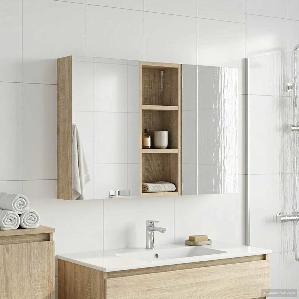 Badkamerkastenset 3 pcs 80 x 10,5 x 50 cm Bewerkt hout