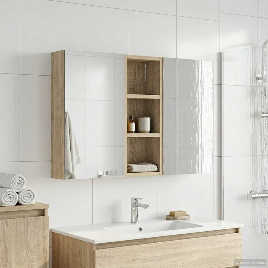 Badkamerkastenset 3 pcs 80 x 10,5 x 50 cm Bewerkt hout