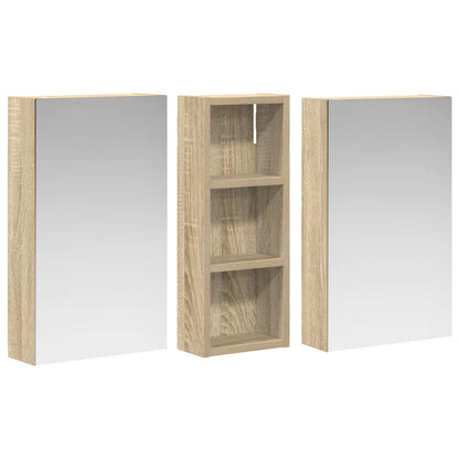 Badkamerkastenset 3 pcs 80 x 10,5 x 50 cm Bewerkt hout