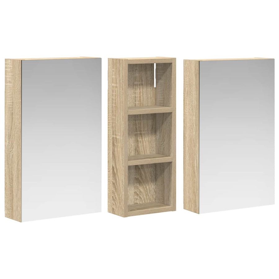 Badkamerkastenset 3 pcs 80 x 10,5 x 50 cm Bewerkt hout