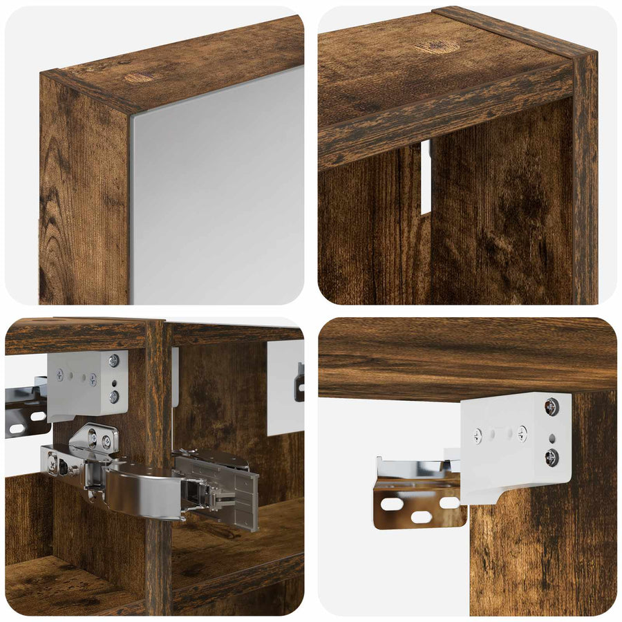 Badkamerkastenset 3 pcs 80 x 10,5 x 50 cm Bewerkt hout