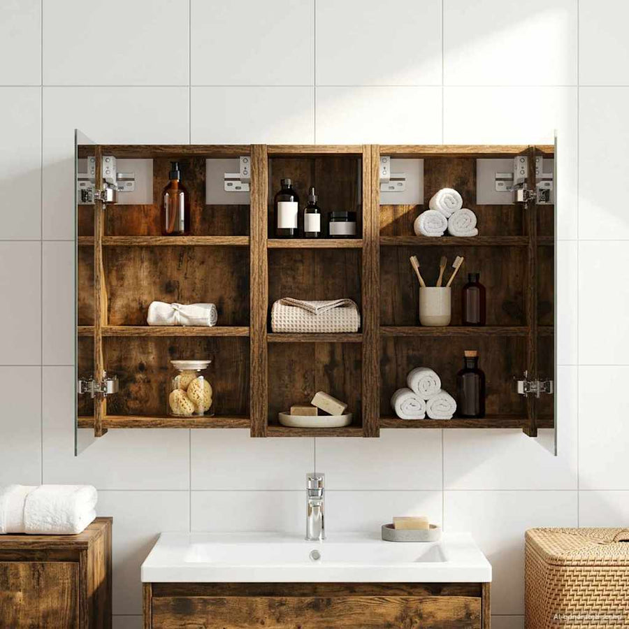 Badkamerkastenset 3 pcs 80 x 10,5 x 50 cm Bewerkt hout
