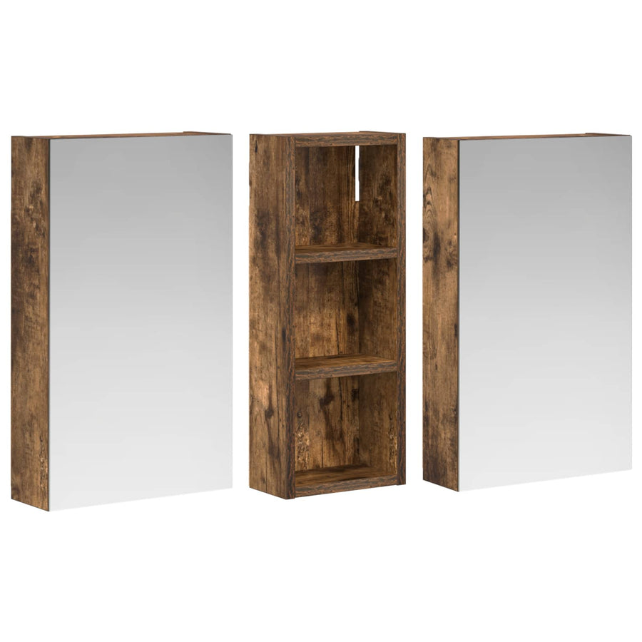 Badkamerkastenset 3 pcs 80 x 10,5 x 50 cm Bewerkt hout