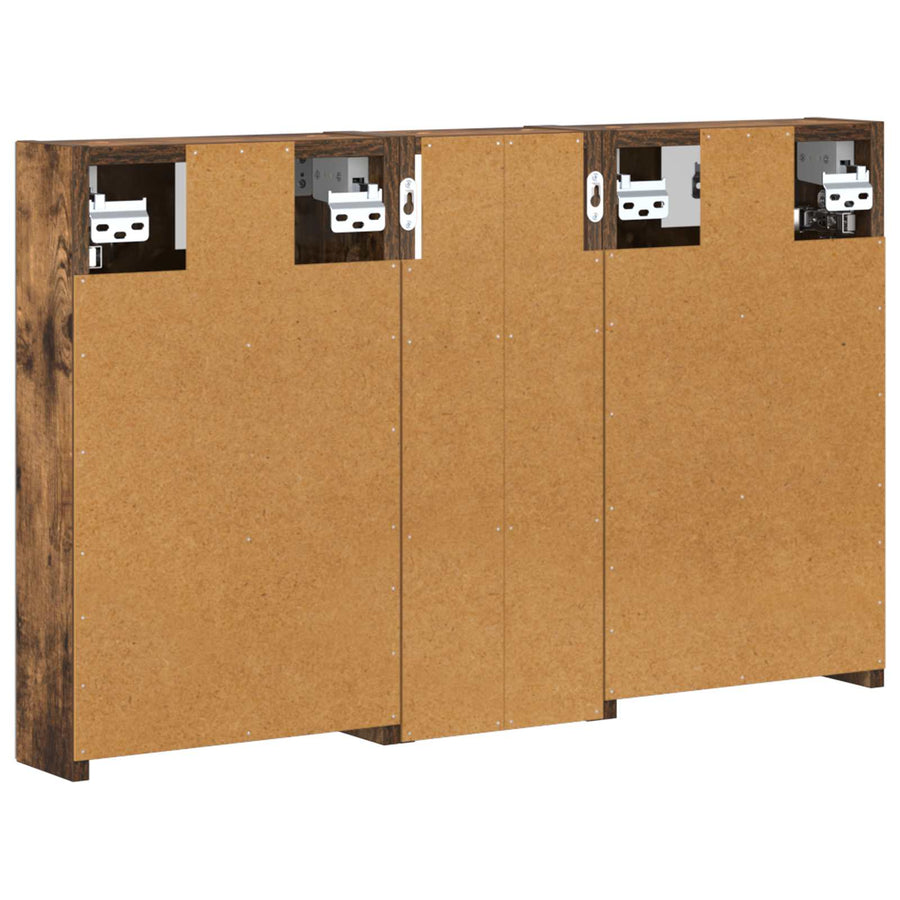 Badkamerkastenset 3 pcs 80 x 10,5 x 50 cm Bewerkt hout