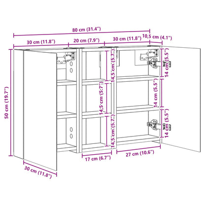 Badkamerkastenset 3 pcs 80 x 10,5 x 50 cm Bewerkt hout