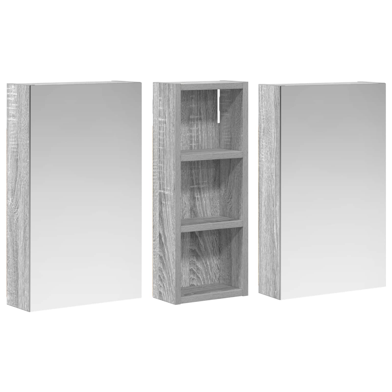 Badkamerkastenset 3 pcs 80 x 10,5 x 50 cm Bewerkt hout