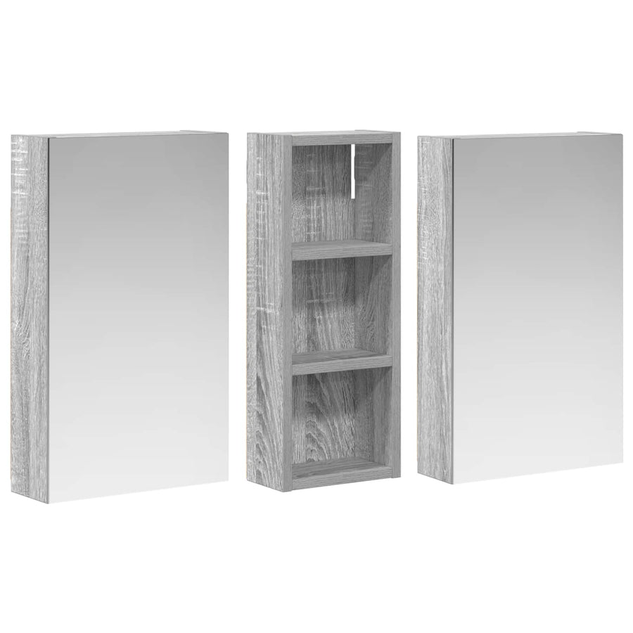 Badkamerkastenset 3 pcs 80 x 10,5 x 50 cm Bewerkt hout