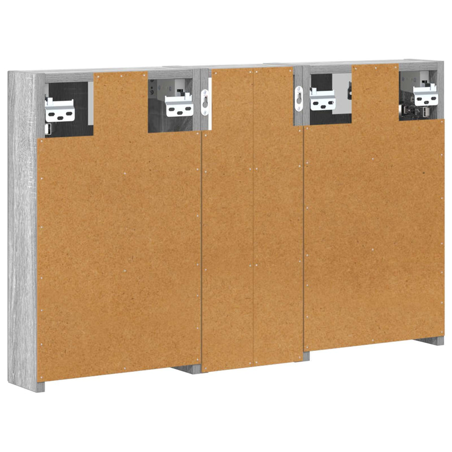 Badkamerkastenset 3 pcs 80 x 10,5 x 50 cm Bewerkt hout