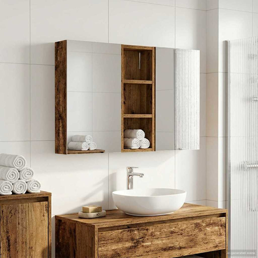 Badkamerkastenset 3 pcs 80 x 10,5 x 50 cm Bewerkt hout