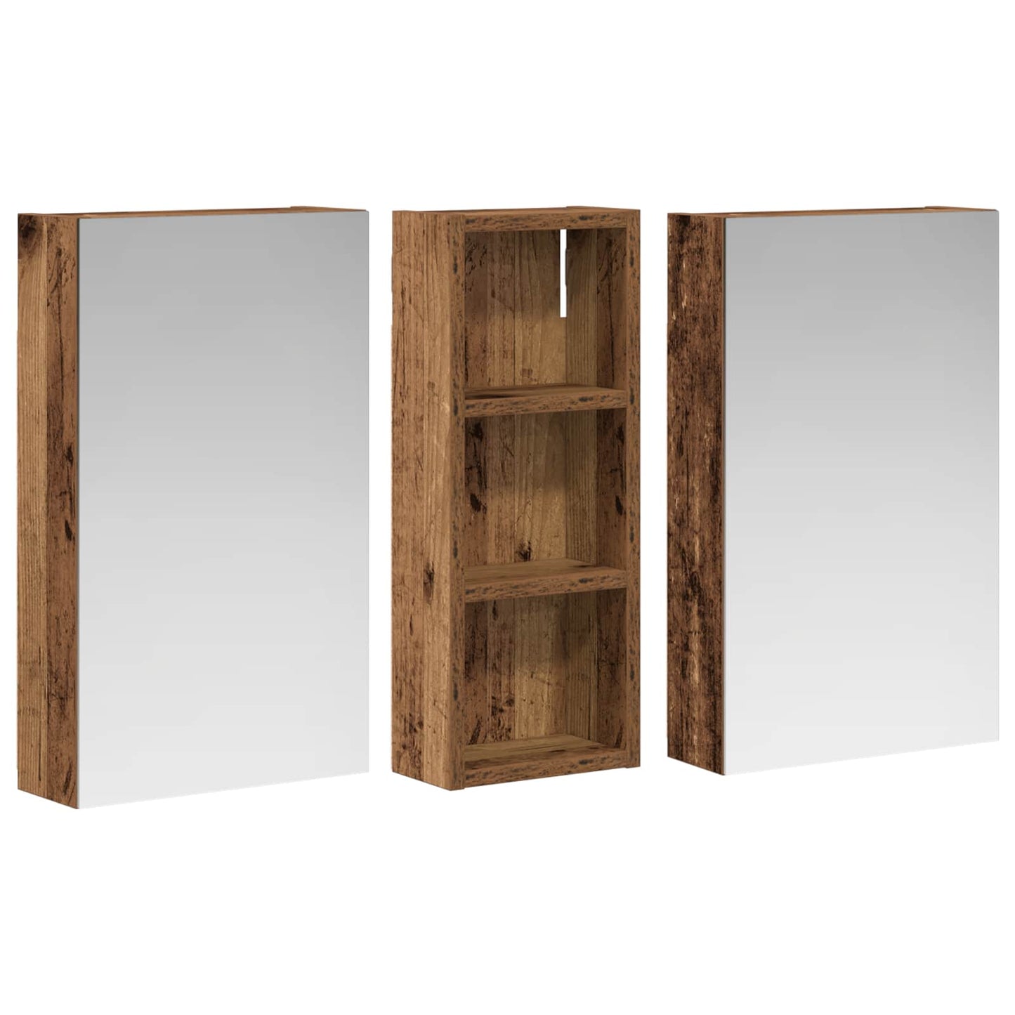 Badkamerkastenset 3 pcs 80 x 10,5 x 50 cm Bewerkt hout