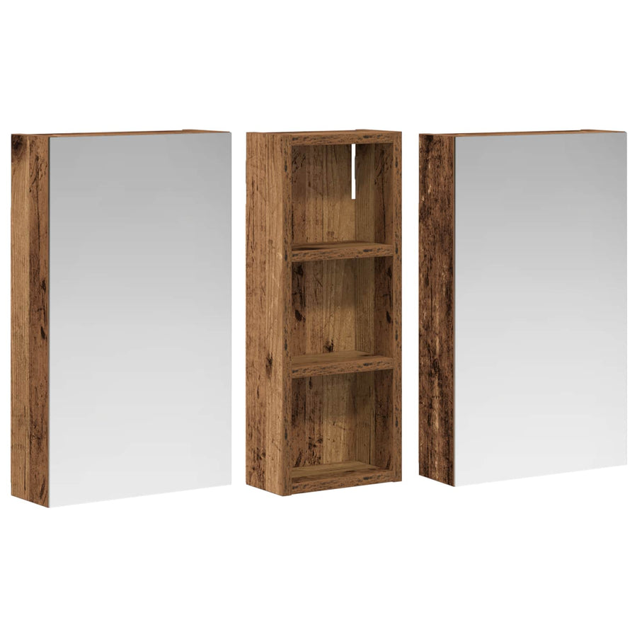 Badkamerkastenset 3 pcs 80 x 10,5 x 50 cm Bewerkt hout