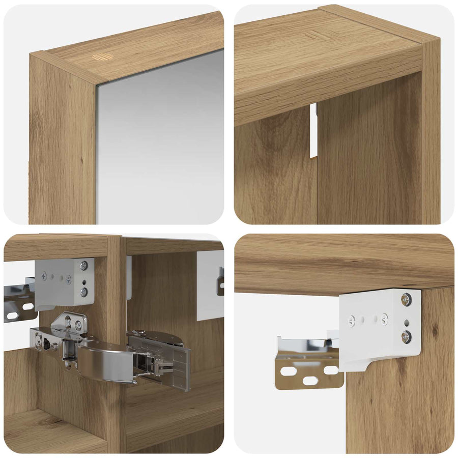 Badkamerkastenset 3 pcs 80 x 10,5 x 50 cm Bewerkt hout