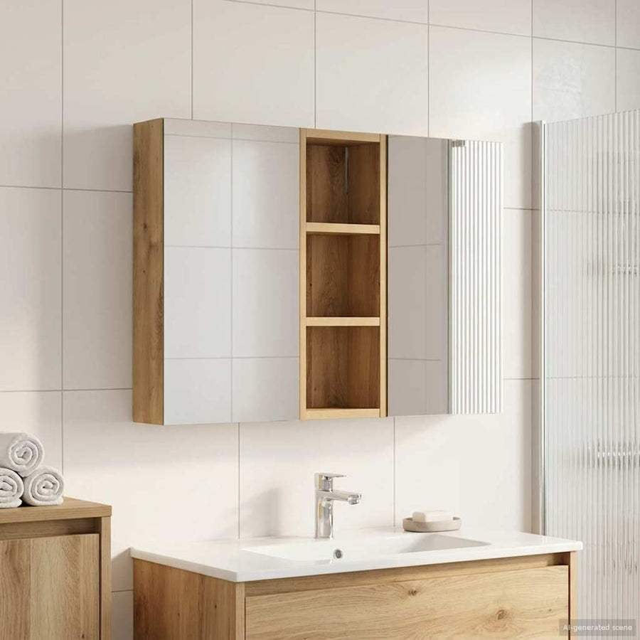 Badkamerkastenset 3 pcs 80 x 10,5 x 50 cm Bewerkt hout