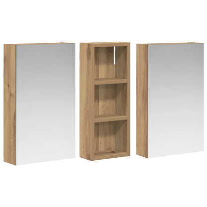 Badkamerkastenset 3 pcs 80 x 10,5 x 50 cm Bewerkt hout