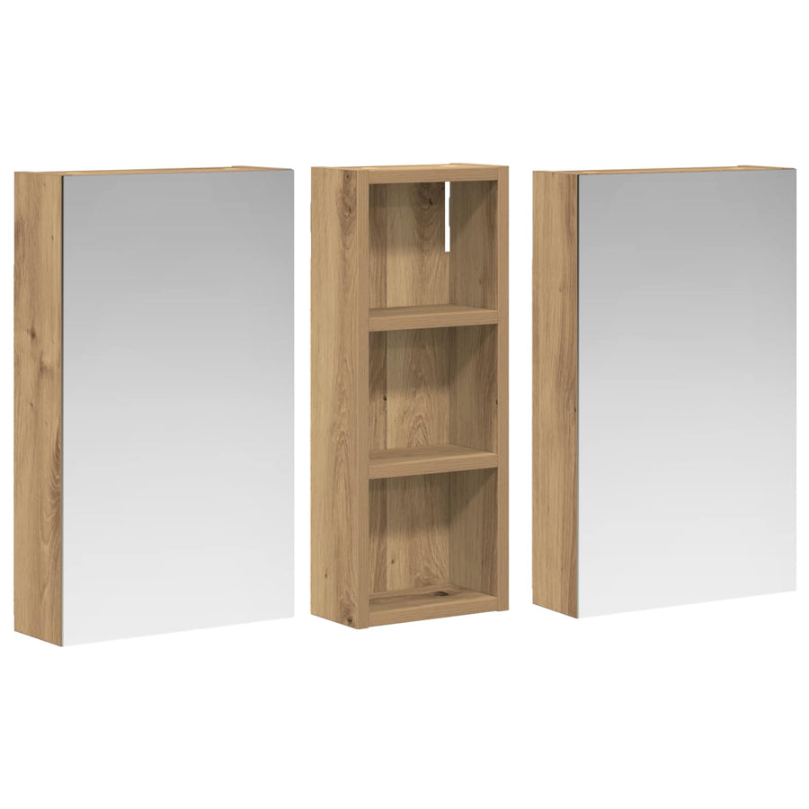 Badkamerkastenset 3 pcs 80 x 10,5 x 50 cm Bewerkt hout