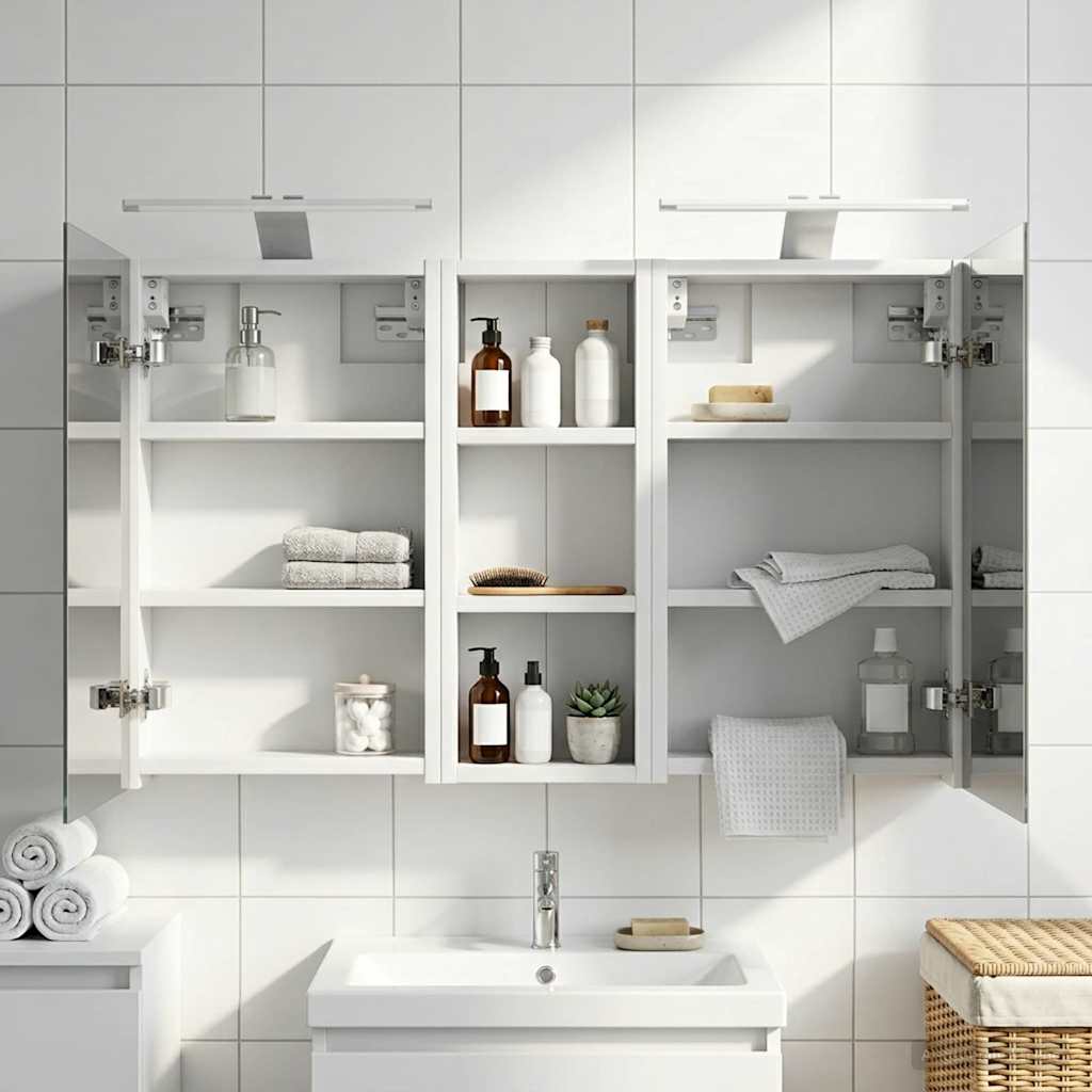 Badkamerkastenset 3 pcs 80 x 10,5 x 50 cm Bewerkt hout