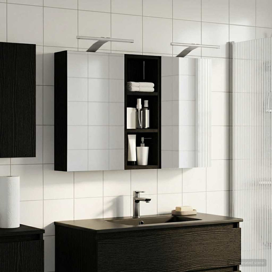 Badkamerkastenset 3 pcs 80 x 10,5 x 50 cm Bewerkt hout