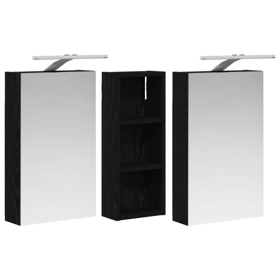 Badkamerkastenset 3 pcs 80 x 10,5 x 50 cm Bewerkt hout