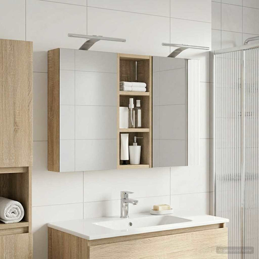 Badkamerkastenset 3 pcs 80 x 10,5 x 50 cm Bewerkt hout
