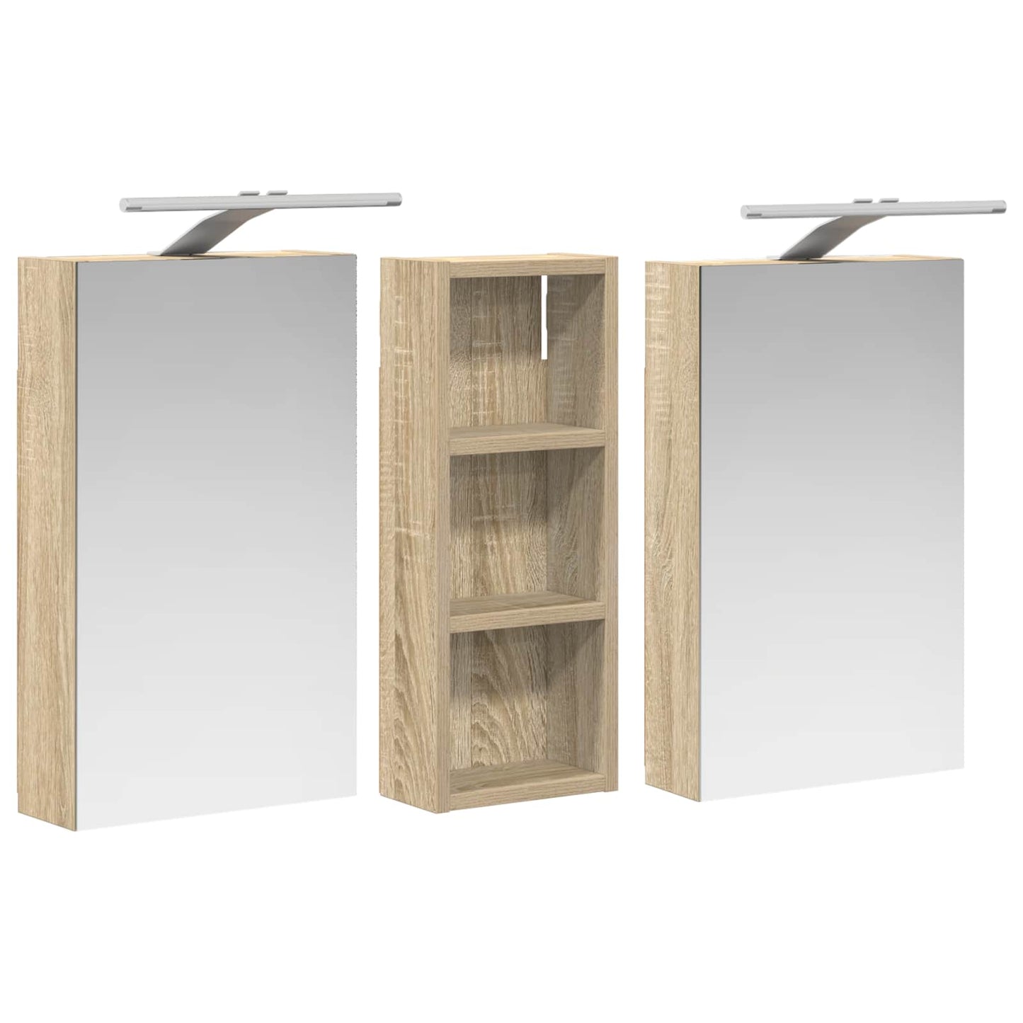 Badkamerkastenset 3 pcs 80 x 10,5 x 50 cm Bewerkt hout