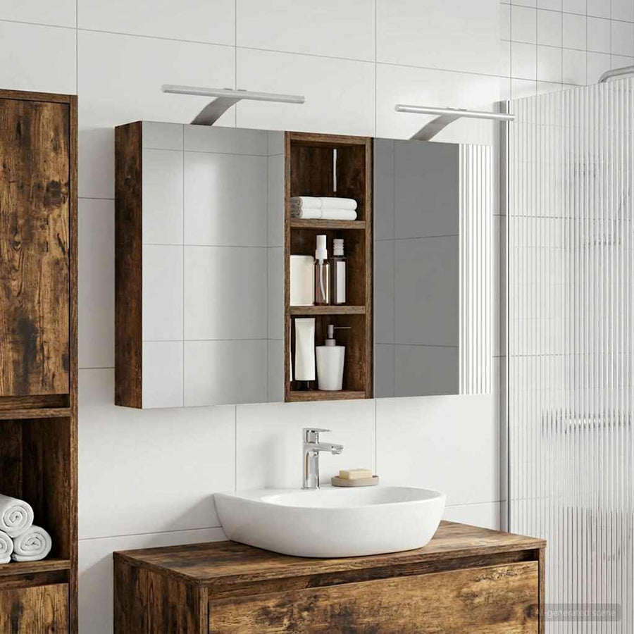 Badkamerkastenset 3 pcs 80 x 10,5 x 50 cm Bewerkt hout