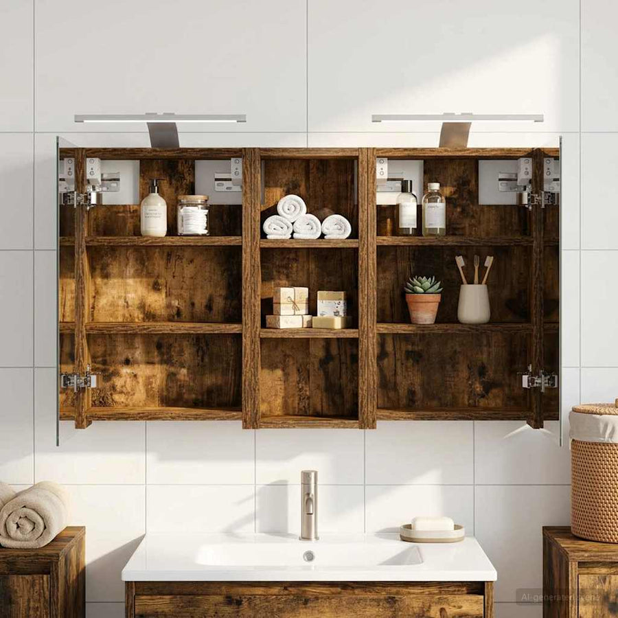 Badkamerkastenset 3 pcs 80 x 10,5 x 50 cm Bewerkt hout
