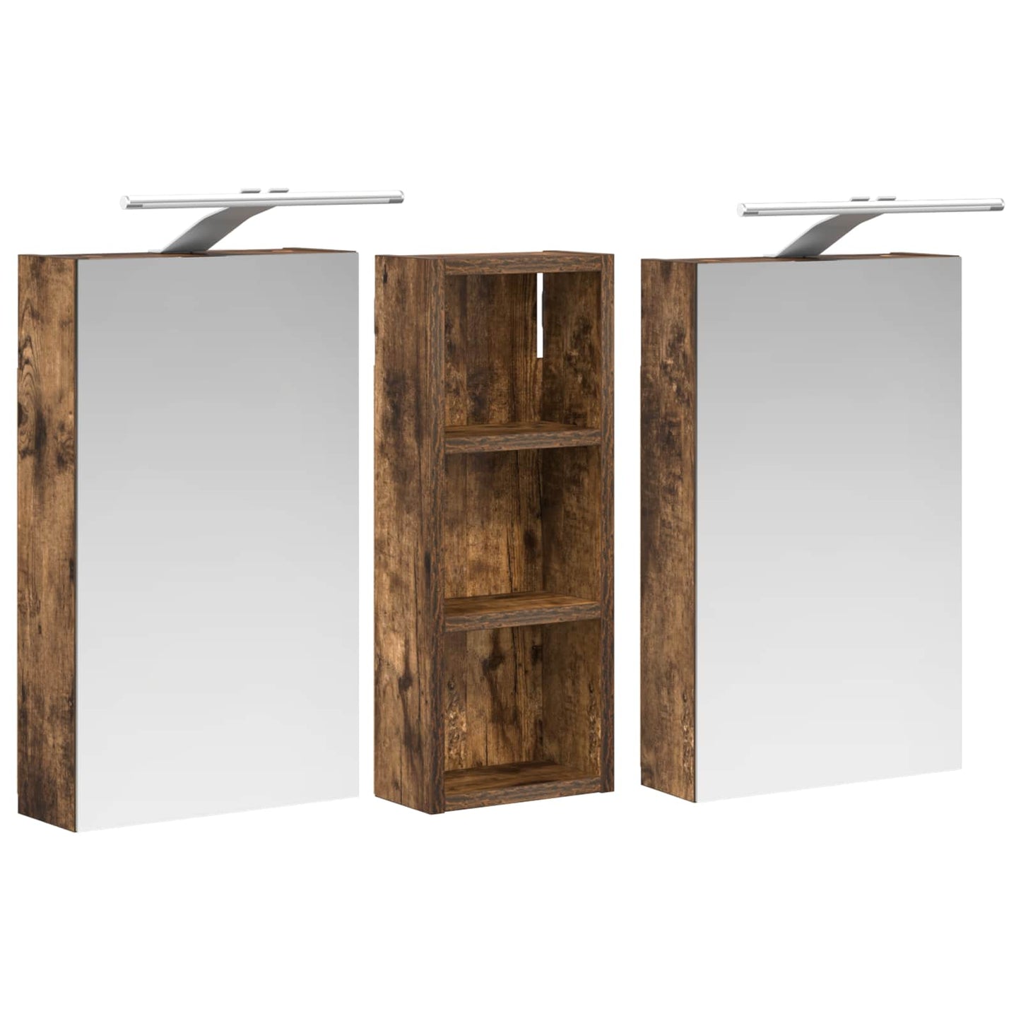 Badkamerkastenset 3 pcs 80 x 10,5 x 50 cm Bewerkt hout