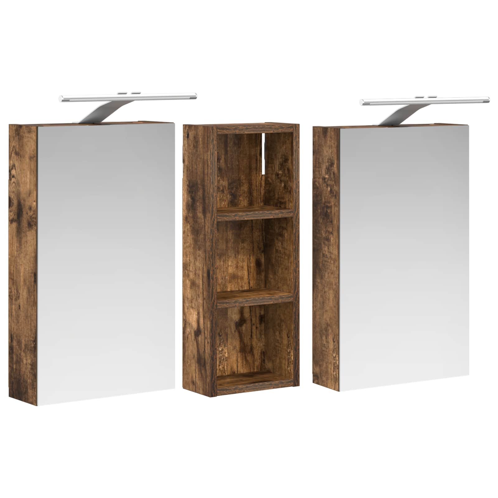 Badkamerkastenset 3 pcs 80 x 10,5 x 50 cm Bewerkt hout