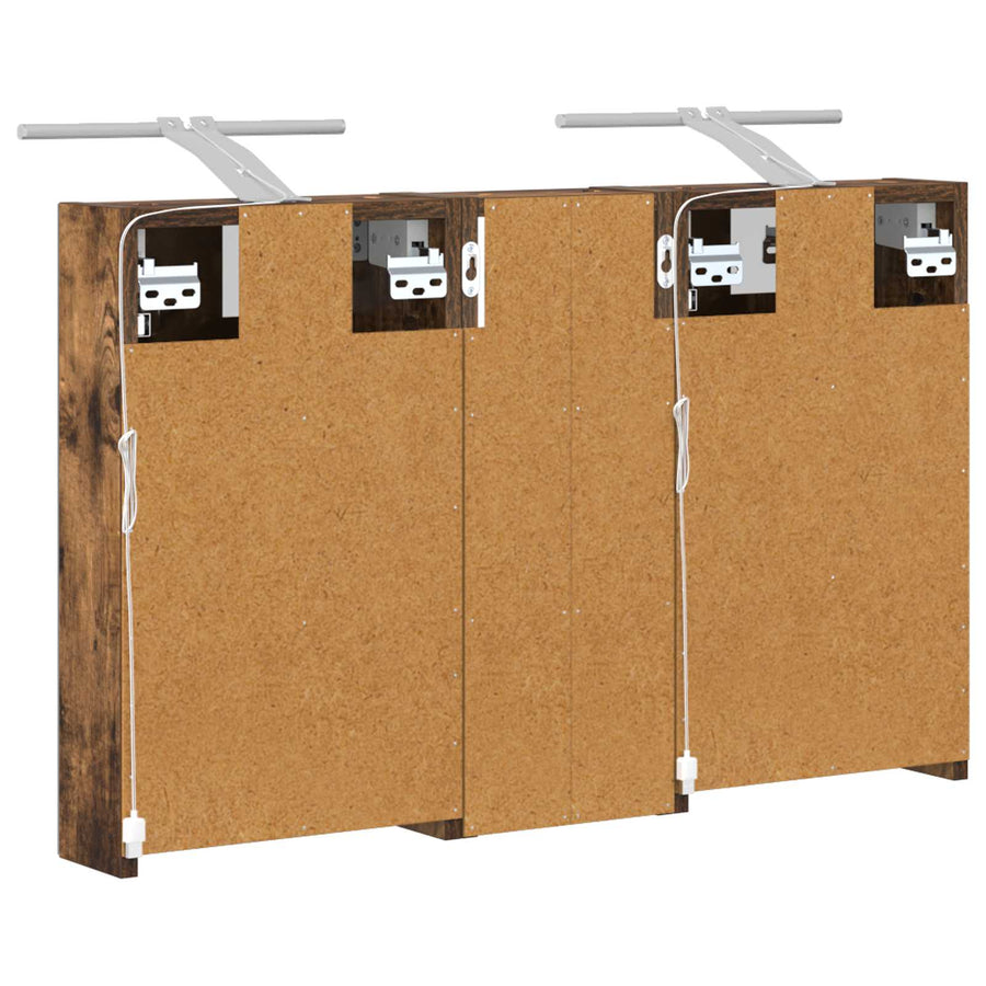 Badkamerkastenset 3 pcs 80 x 10,5 x 50 cm Bewerkt hout