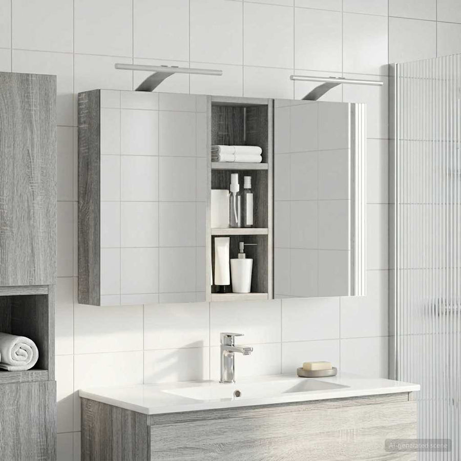 Badkamerkastenset 3 pcs 80 x 10,5 x 50 cm Bewerkt hout
