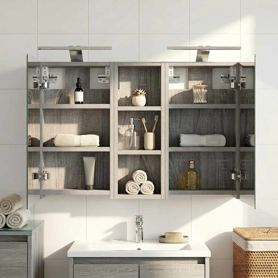 Badkamerkastenset 3 pcs 80 x 10,5 x 50 cm Bewerkt hout