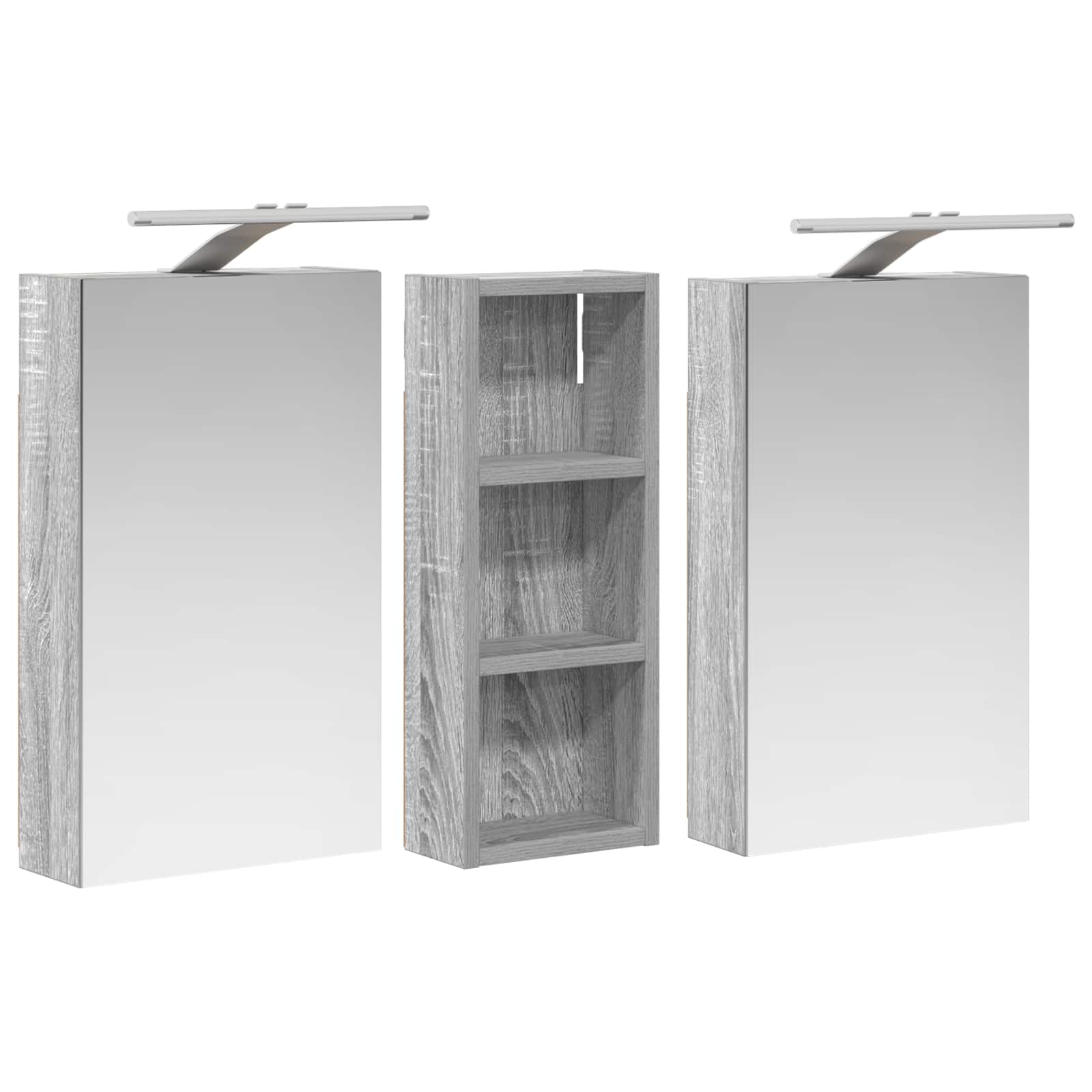 Badkamerkastenset 3 pcs 80 x 10,5 x 50 cm Bewerkt hout