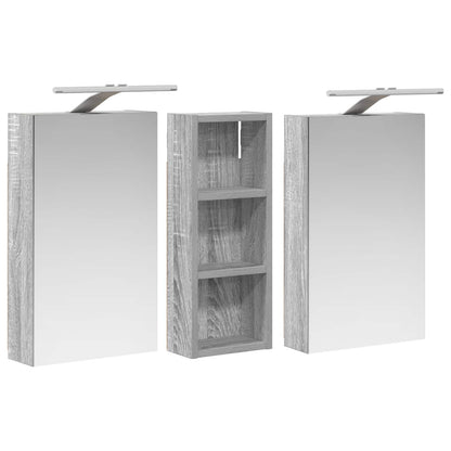 Badkamerkastenset 3 pcs 80 x 10,5 x 50 cm Bewerkt hout